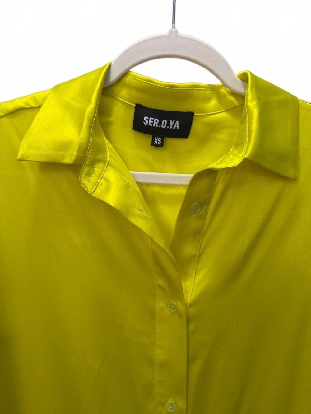 SER.O.YA Women's Yellow Silk Button-Up Shirt Size XS - Picture 2 of 5